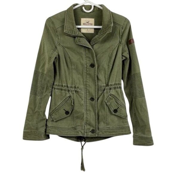 Hollister Womens Olive Green Military Style Utility Jacket Front Button Small - Picture 1 of 11